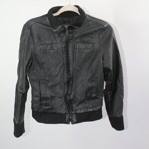 Cavalini Black Leather Jacket Cropped Jacket Size Small